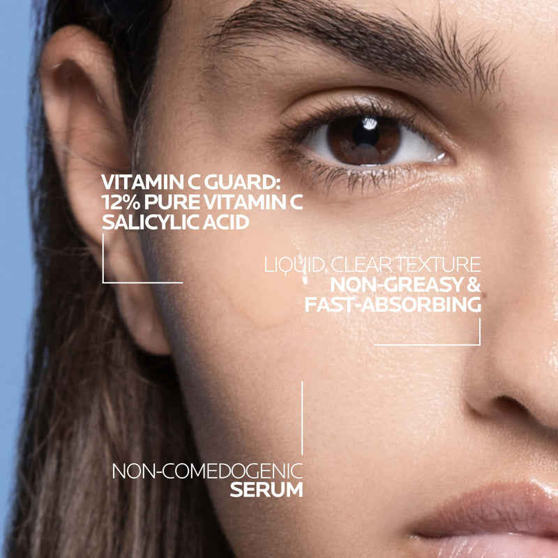 La Roche-Posay Pure 12% Vitamin C Serum For Face With Hyaluronic Acid & Salicylic Acid, Hydrating Face Serum, Boost Radiance & Reduce Wrinkles, 2 Formulas for Normal or Oily Skin Control Oily/Combination Skin - 1.01 Fl Oz