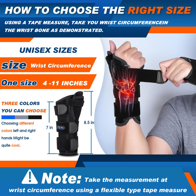 [Australia] - Wrist Brace with Thumb Support,Adjustable Night Thumb Spica Splint Right Left Hand,Wrist Guard Stabilizer Support for Arthritis,Tendonitis,Pain,sprain,tenosynovitis,syndrome,De Quervain's Tenosynovitis fit Women & Men 7 Black-Right Hand One Size 