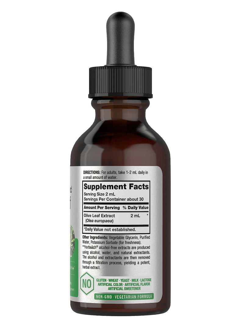 Horbäach Olive Leaf Extract Liquid | 2 fl oz | Super Strength | Alcohol Free, Vegetarian, Non-GMO, Gluten Free