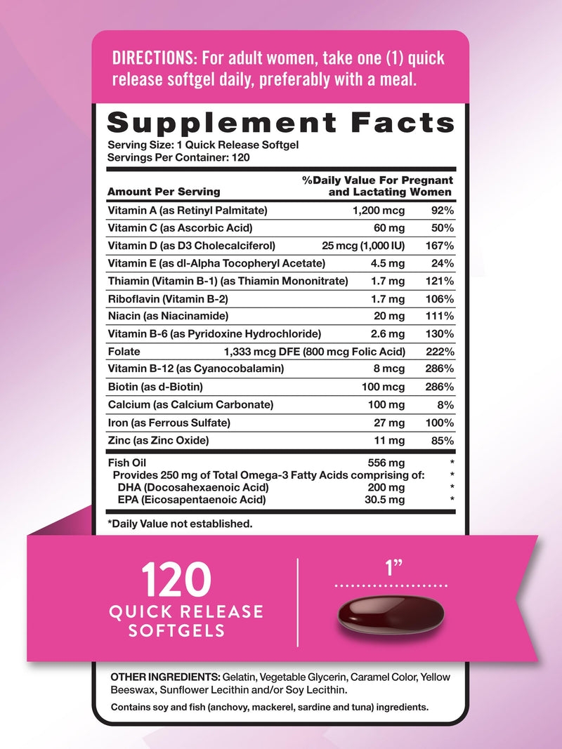 Nature's Truth Prenatal Vitamin for Women | 120 Softgels | Multivitamin with DHA and Folic Acid | Non-GMO & Gluten Free Supplement