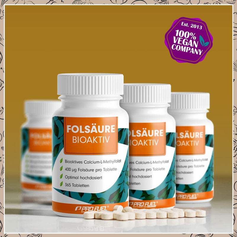 [Australia] - Folsäure BIOAKTIV 400µg - 365 Folsäure Tabletten mit bioaktiver L-5-MTHF Folsäure - optimal hochdosiert für Kinderwunsch & Schwangerschaft - laborgeprüft mit Zertifikat - 100% vegan - Jahresvorrat Folsäure Bioaktiv 91 g (1er Pack) 