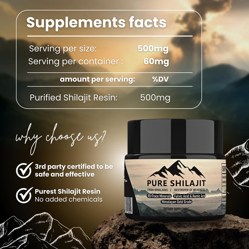 [Australia] - Himilayan Resin, Organic Natural Supplement with 85+ Trace Minerals + Humic Acid, High Potency Providing Energy, Strength & Immunity, Golden Grade A for Men and Women 20g 