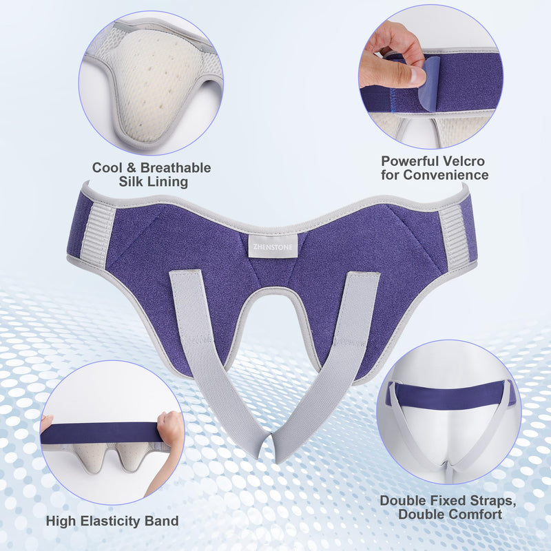 [Australia] - ZHENSTONE Hernia Belt Binder for Single/Double Inguinal or Sports Hernia, Hernia Support Brace for Men for Women Pain Relief Recovery Strap with 2 Removable Compression Pads 1 