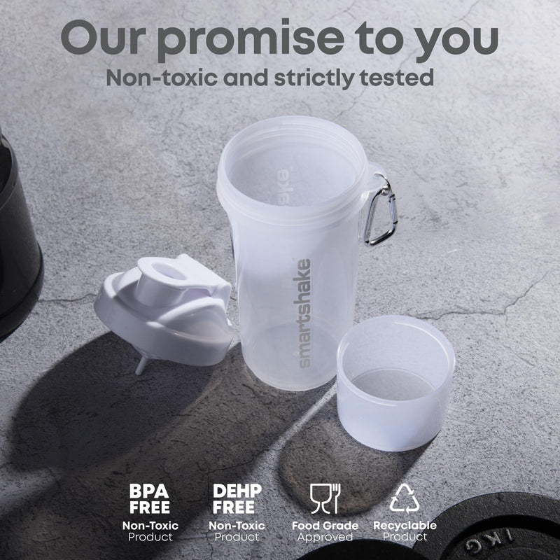 [Australia] - Smartshake Slim 4-Pack Protein Shaker Bottle 400 ml | 13.5 oz – Storage Included - Leakproof Screw-on Lid - BPA Free – Unisex - (Black, White, Stormy Gray, Cotton pink) Multicolor - Slim 