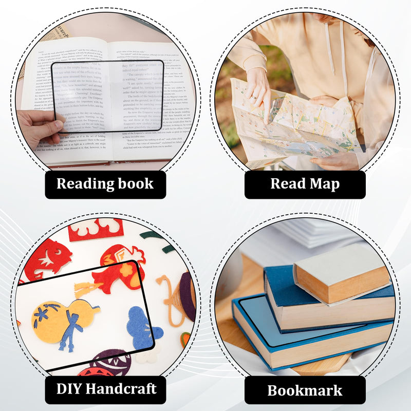 6 PCS Magnifying Sheet for Reading, 3x Page Magnifier Lightweight Plastic Full Page Magnifying Sheet for Seniors Low Vision Reading Small Prints Books Maps, Newspaper