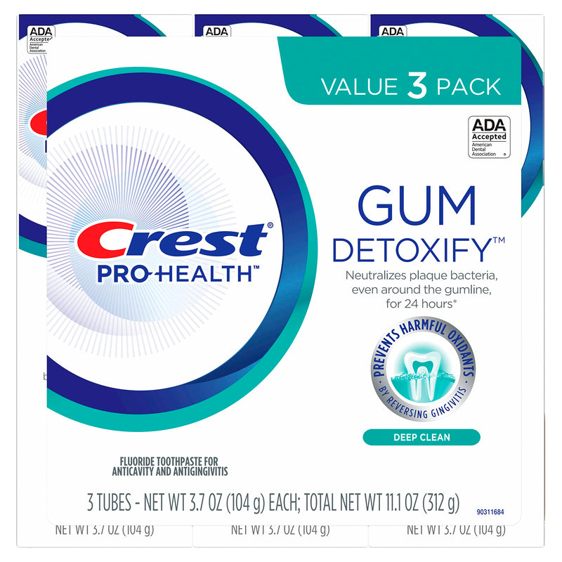 [Australia] - Crest Pro-Health Gum Detoxify Toothpaste, Deep Clean, 3.7 oz, Pack of 3 Fresh 3.7 Ounce (Pack of 3) 