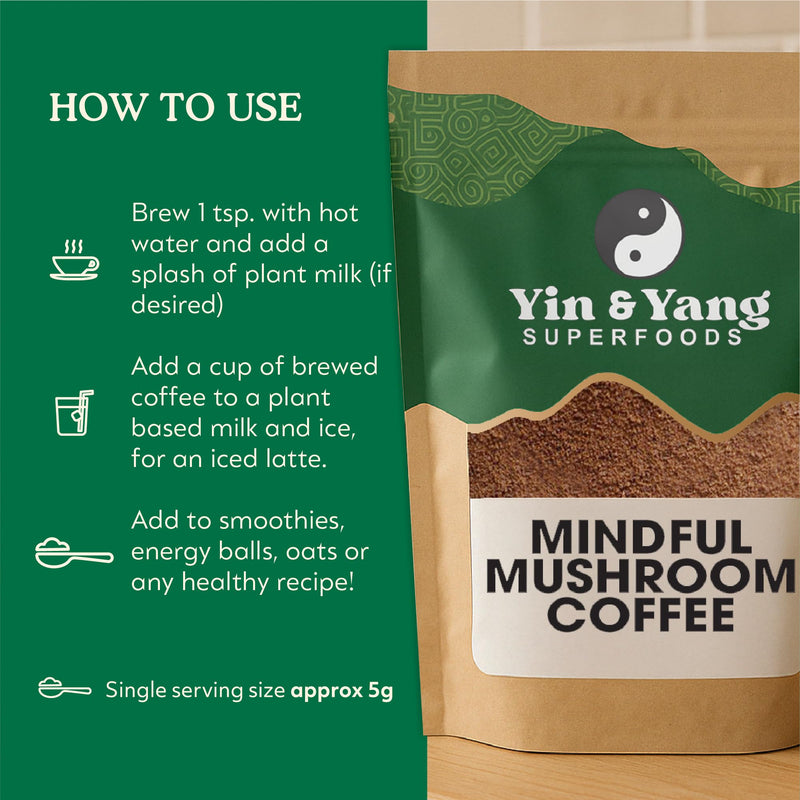 Mushroom Coffee 500g, by Yin & Yang Superfoods (100 Servings), Boost Focus & Immunity | Reishi, Lion's Mane, Brazilian Arabica Instant Coffee | Antioxidant Rich 500 g (Pack of 1)