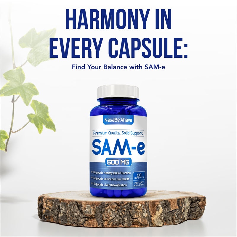 SAM-E Supplement 500mg | Easy Absorption S-Adenosyl-L-Methionine SAM-e 500mg for Bone and Mood Support Supplement | Made in The USA Non-GMO and Gluten Free (90 Day Supply)
