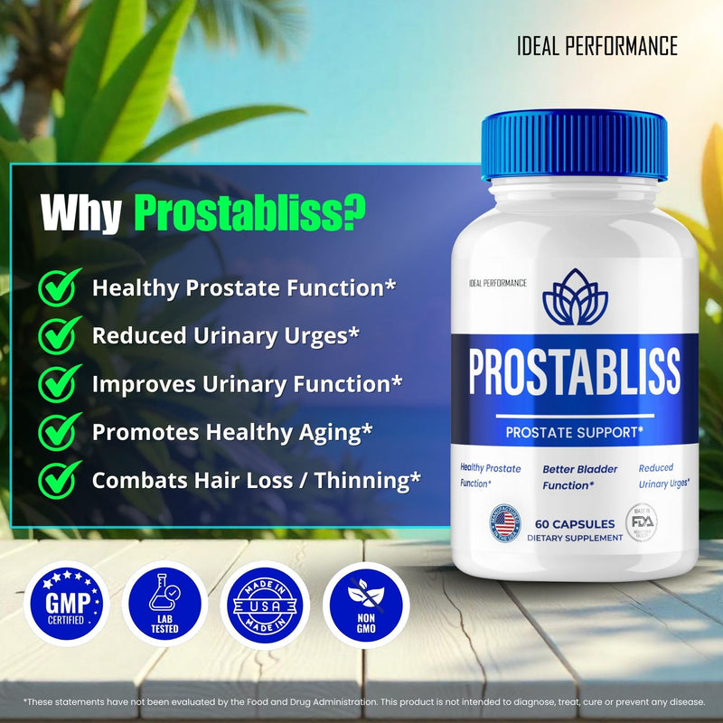 ProstaBliss Prostate Capsules - Official ProstaBliss Supplement Pills - Maximum Strength, All Natural Formula Support Prostate Health, Prosta Bliss Health Pastillas Reviews (60 Capsules)