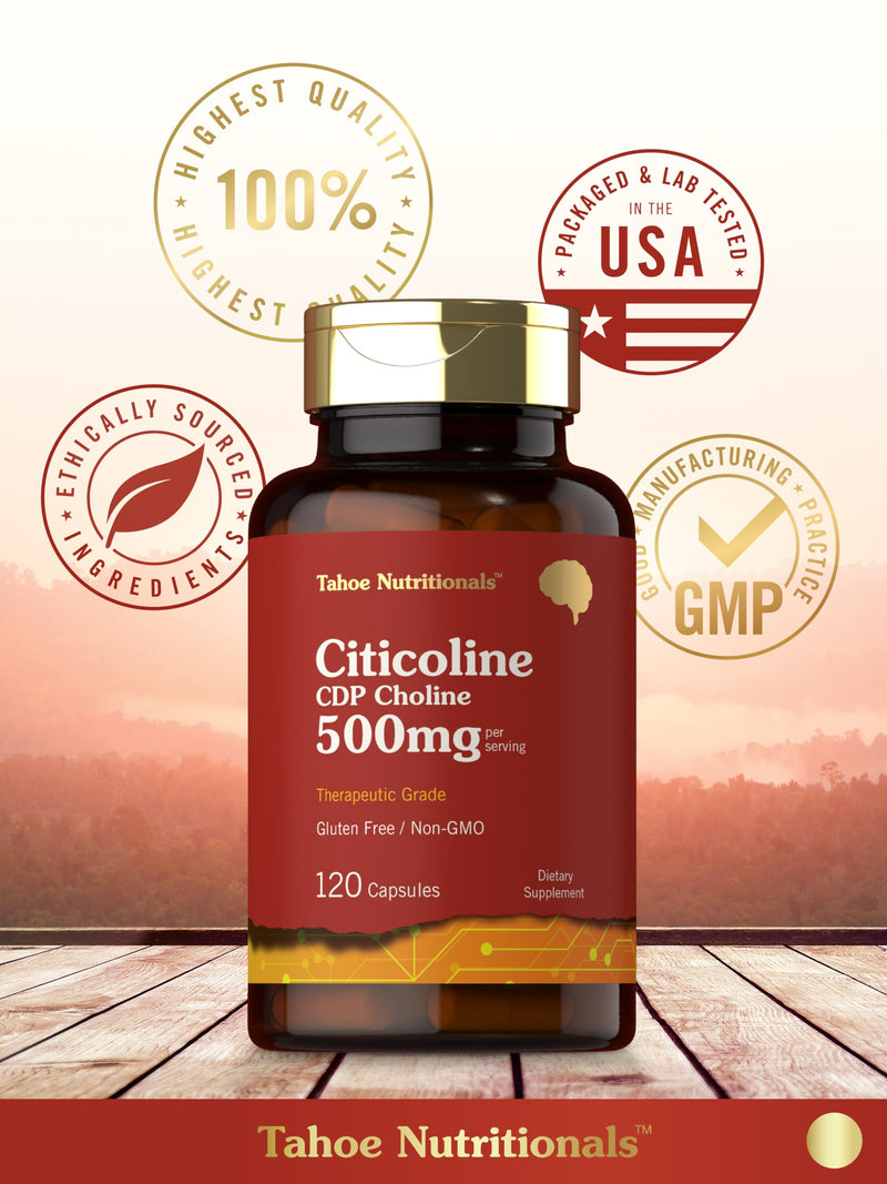 [Australia] - Citicoline 500mg | 120 Capsules | CDP Choline Supplements | Therapeutic Grade | Gluten Free, Non-GMO 