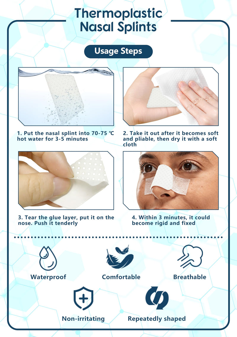 Mediss Thermoplastic Nasal Splints, External Nose Support Protector for Rhinoplasty Septoplasty Surgery, Nose Brace Fracture, ENT, Orthopedic Immobilization, 5pcs-L Size(B)