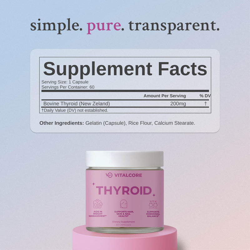 [Australia] - Desiccated Thyroid Supplement 200mg | Grass-Fed, New Zealand Sourced Bovine Thyroid Support for Women, Energy & Metabolism Boost, Thyroid Health, Mood Balance & Sleep Relief ‚Äì 60 Capsules 