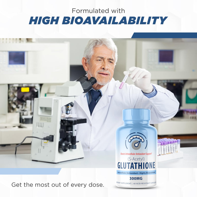 [Australia] - S-Acetyl L-Glutathione 300mg – 60 Acid-Resistant Capsules, High Bioavailability S Acetyl Glutathione Supplements for Liver & Skin Health, Supplement Antioxidant Support Capsules 