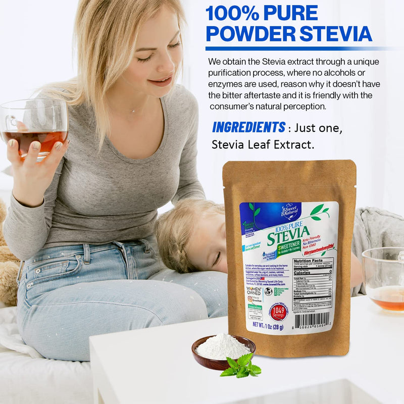 [Australia] - 100% Pure Stevia Powder extract leaf 1 Oz, No Artificial Sweetener, 1049 Servings | Stevia Green Leaf Extract | Zero Calorie & Keto Friendly 