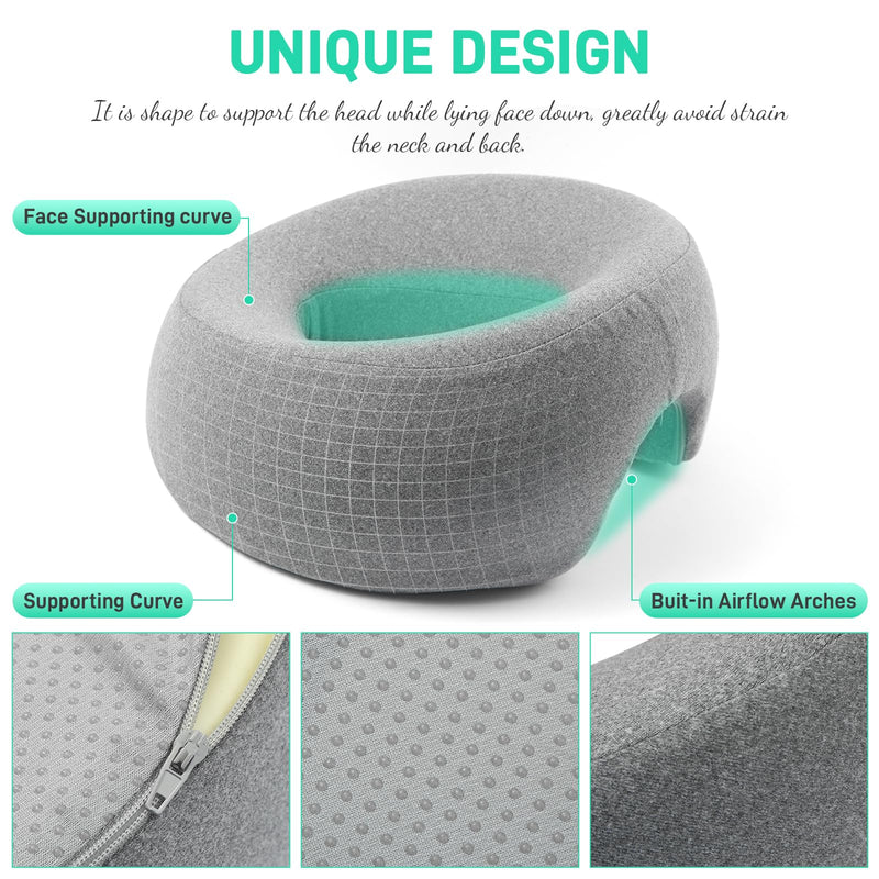 [Australia] - Face Down Pillow Massage Headrest for Bed, Face Pillow for Stomach Sleeping, Face Cradle, Massage/BBL Pillow After Surgery Post Eye Surgery Recovery 