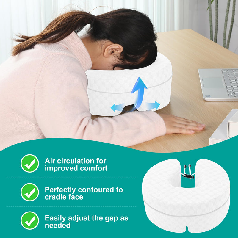 [Australia] - BALAPET Adjustable Face Down Pillow After Eye Surgery, Breathe Face Surgery Pillow for Prone Down Resting, Facial Pillow as a Home Massage Headrest or Contoured Post-Eye Surgery Support(White) White 