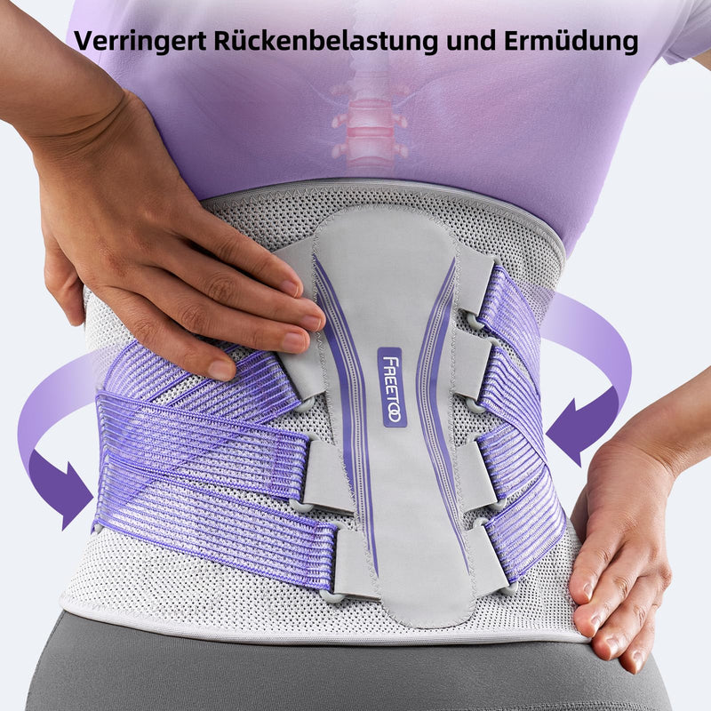 [Australia] - FREETOO Back Support Belt 3D Knitted Ultra Breathable Back Brace for Men and Women 5 Support Modules to Relieve Back Pain Purple Stylish Posture Corrector for Urban Beauties XL 3D Knitting 