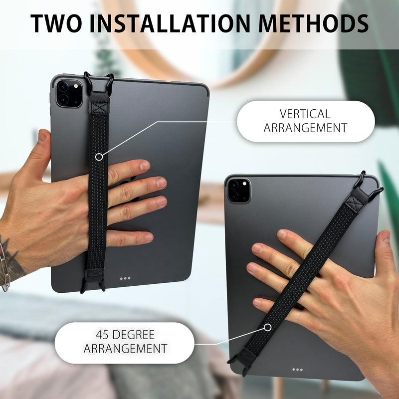 [Australia] - MyGadget Tablet hand holder - universal hand holder [6.3" to 11"] - hand strap for Apple iPad Air/Pro, Samsung Galaxy Tab, Kindle Paperwhite 20 cm - 28 cm black 