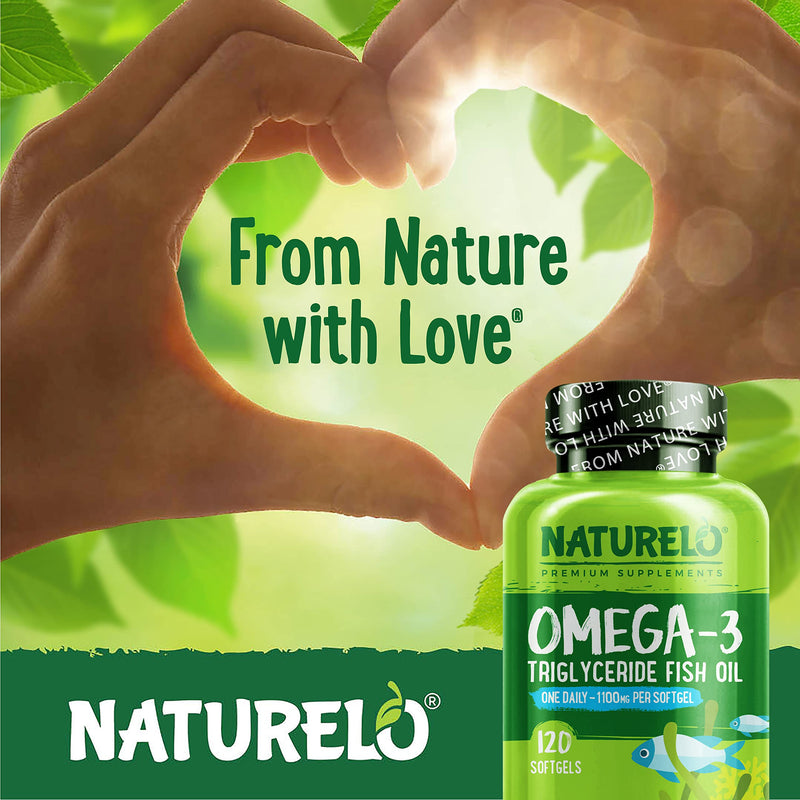 [Australia] - NATURELO Burpless Omega 3 Fish Oil Supplement - 1100mg Triglyceride Omega-3, EPA + DHA, Liquid Fish Oil Omega 3 for Heart, Eye, Brain, Joint Health - 120 Softgels, 4 Months Supply Omega 3 Softgels 120 Count (Pack of 1) 