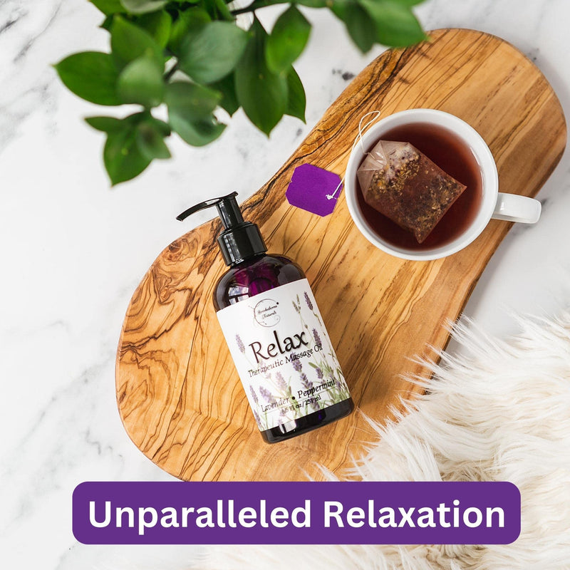 [Australia] - Relax Therapeutic Body Massage Oil - with Best Essential Oils for Sore Muscles & Stiffness – Lavender, Peppermint & Marjoram - All Natural - with Sweet Almond, Grapeseed & Jojoba Oil 8oz 8.5 Fl Oz (Pack of 1) 