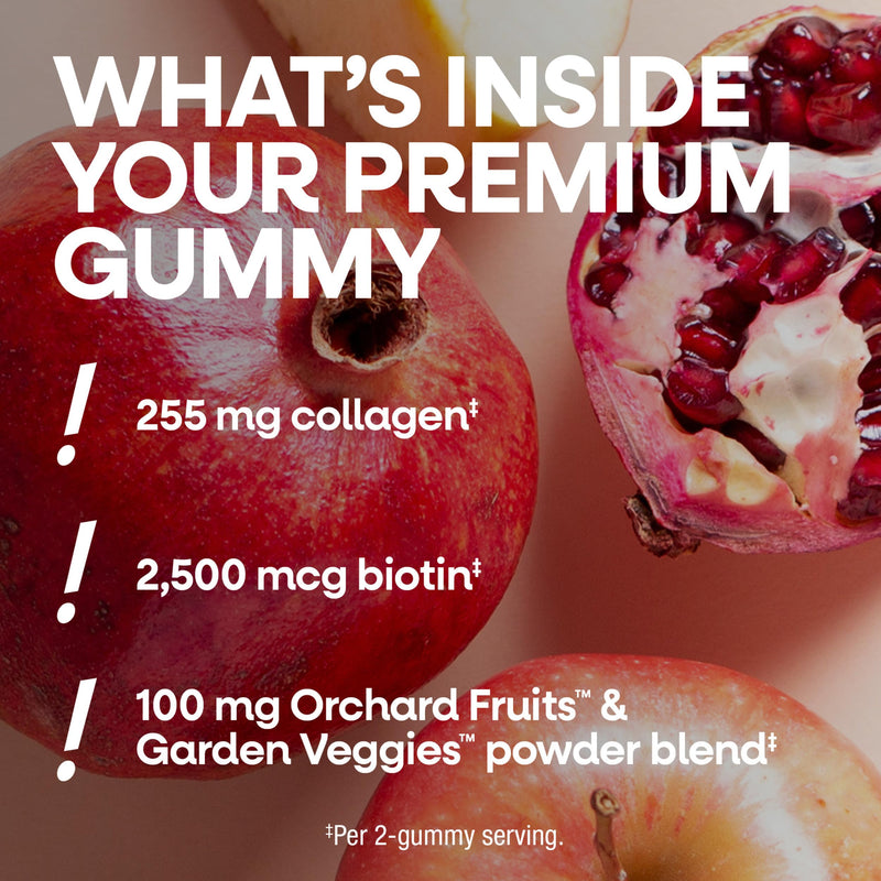 Nature's Way Alive! Premium Hair, Skin & Nails Gummies, Strawberry, 60 ct | Daily Gummy with Collagen and Biotin, Advanced Beauty Formula Supplement with High Potency Antioxidant Vitamins C & E*