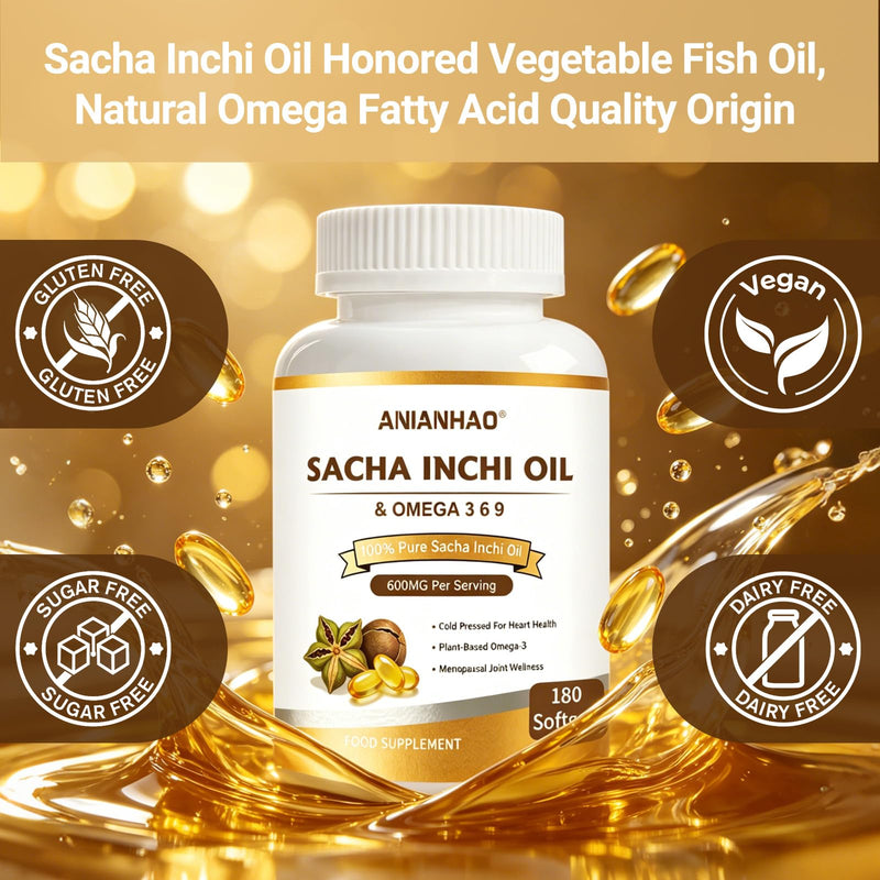 Sacha Inchi Oil Capsules, Sacha Inchi Oil Softgels, Ath Oil Hydrates The Joints for Menopausal Joint Dryness, Rich in Vitamin D3, 180 Count