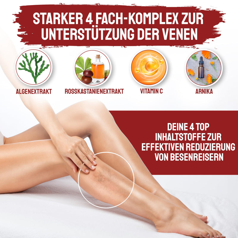 [Australia] - NEW! Active algae ointment against spider veins - 200 ml jar vein ointment with arnica and vitamin C - for removing veins yourself - made in Austria 