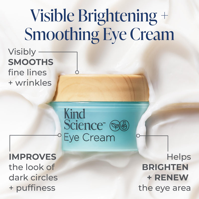 Kind Science by Ellen DeGeneres Eye Cream - Under Eye Cream for Wrinkles Noticably Smooths & Moisturizes - Anti Aging with Hyaluronuic Acid, Vitamin C - Fragrance Free, Paraben Free, 0.5 fl oz