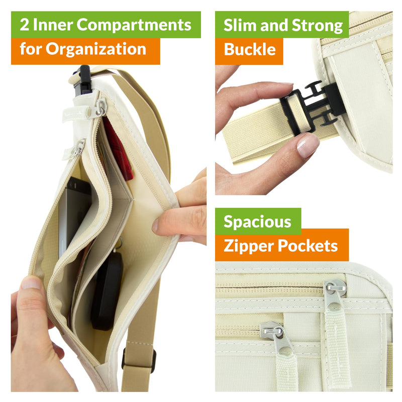 Boxiki Travel RFID Protection Bundle: Money Belt with RFID Sleeves Set and RFID Blocking Sleeves