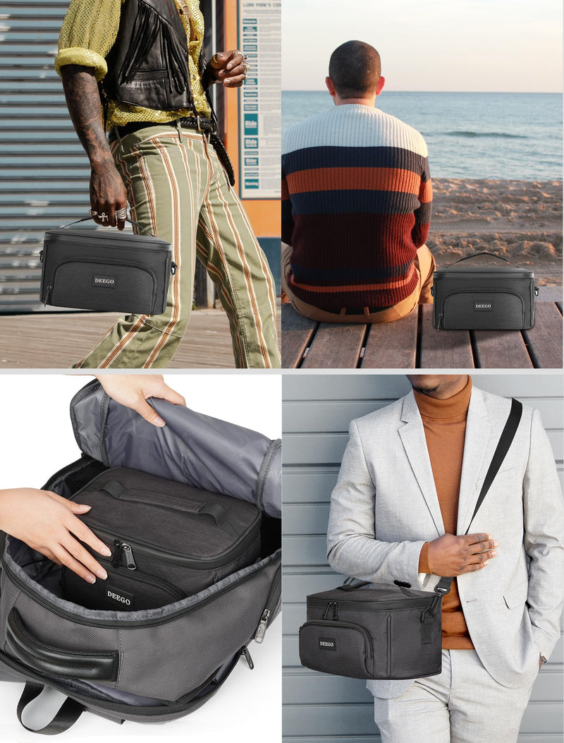 [Australia] - DEEGO Smell Proof Bag, Smell Proof Box Portable Smell Proof Case, Large Capacity Smell Proof Stash Box Enduring Odor Proof Bags with Detachable Shoulder Strap Removable Dividers for Men 