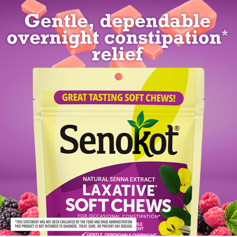 [Australia] - Senokot Laxative Soft Chews, Overnight Constipation Relief with Senna Extract, 42 Mixed Berry Chews (Pack of 2) 42 Count (Pack of 2) 
