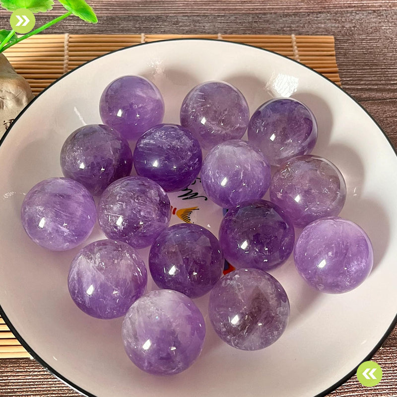 [Australia] - Baoding Balls 1.4”inch Amethyst Crystal Chinese Healthy Massage Balls for Hands Therapy Stress Relief Hand Exercise Balls Purple Quartz Healing Stress Balls No Chime 