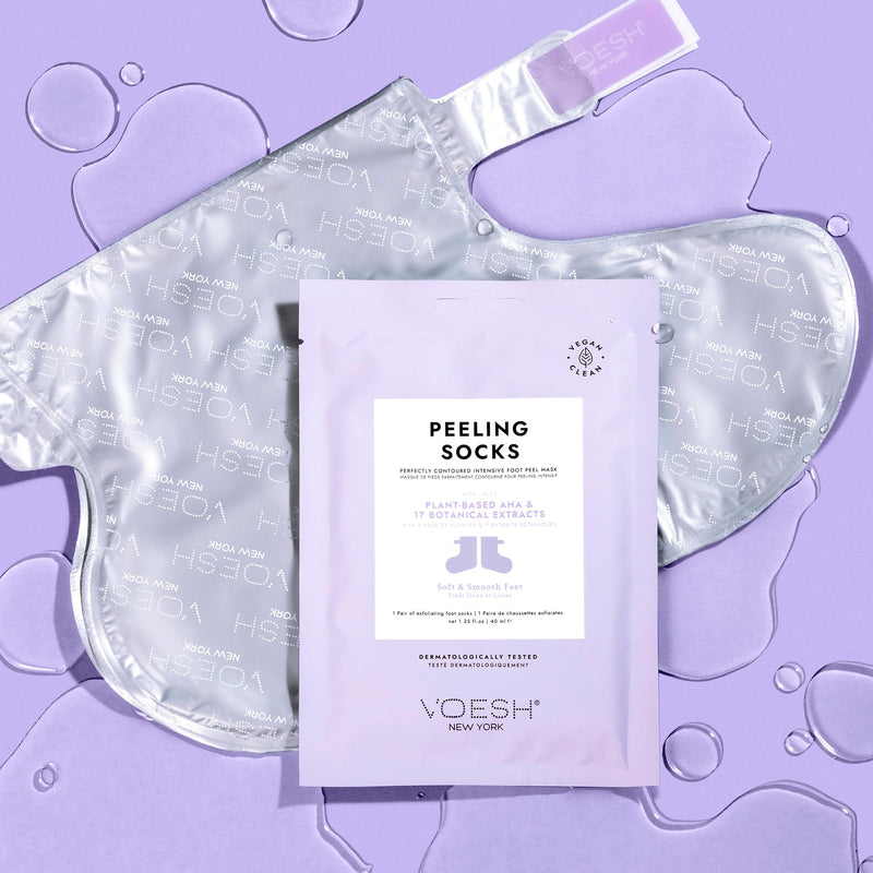 [Australia] - VOESH- Exfoliating Peeling Socks, Foot Peel For Dry Feet, Vegan Beauty, Callus Remover, Intensive Foot Treatment, At Home Spa, Treatment Socks 2 Pack- Peeling and Collagen Socks 