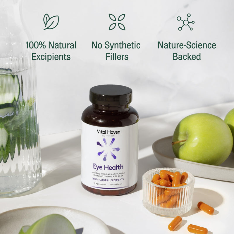 Eye Health Supplement - Meso Zeaxanthin + Lutein + Zeaxanthin + Bilberry and VIT C/A/E/B2 with Zinc - UK Made