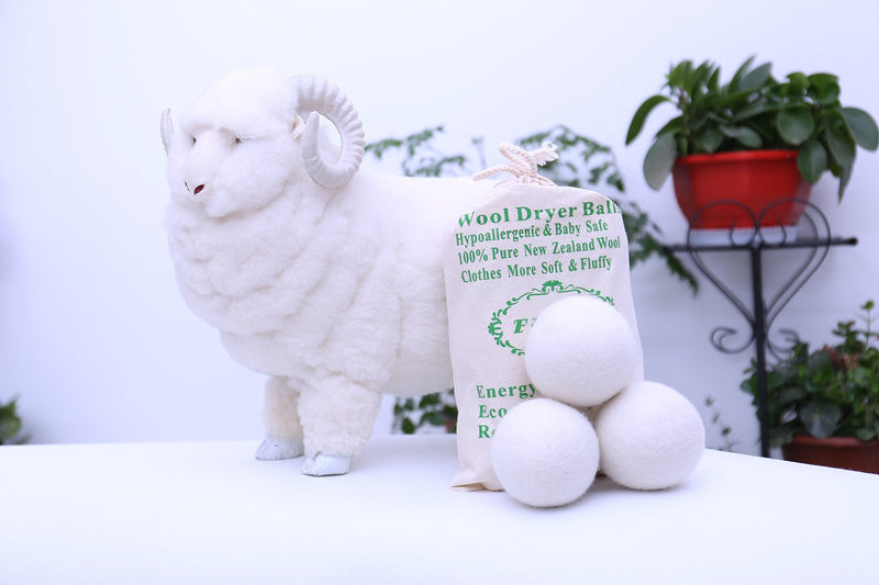 [Australia] - Wool Dryer Balls Organic XL 6-Pack, Reusable Natural Fabric Softener, Reduces Wrinkles,Dryer Sheets Alternative White 