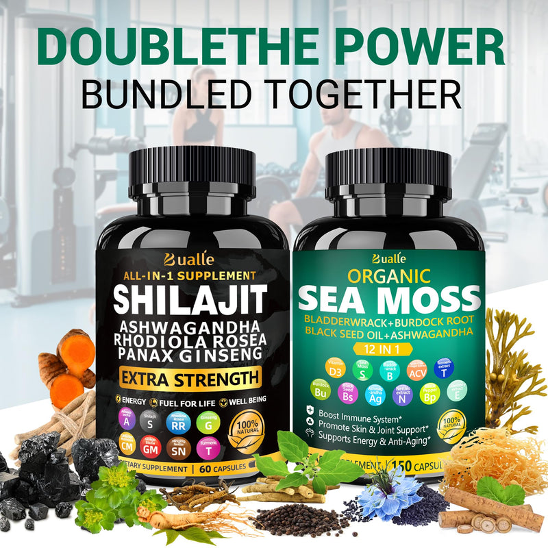[Australia] - Organic Sea Moss for Women & Shilajit for Men,Ashwagandha Supplement with Black Seed Oil, Maca & Ginger, Supports Daily Wellness, Skin & Energy‚Äì120 Vegan Capsules ‚Äì Organic Herbal Complex 120 Count (Pack of 1) Sea Moss Shilajit 