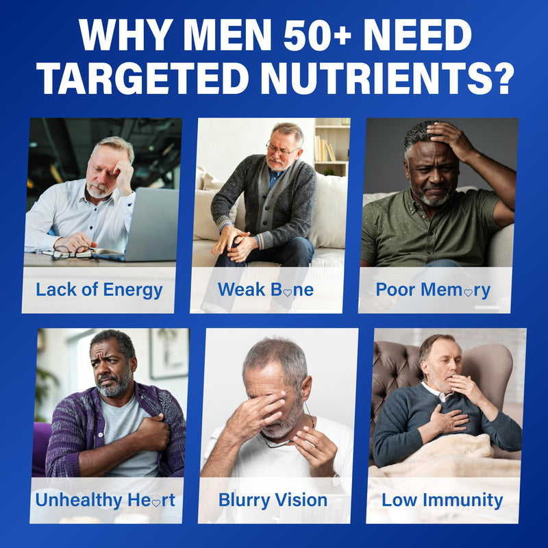 Multivitamin Gummies for Men 50+ - Sugar Free Methylated Multivitamin Gummy | with Methylated B-Vitamins, Omega-3 DHA, CoQ10 & Probiotics - Supports Memory, Energy, Immunity & Digestion - 60 Gummies Mixed Berry 60 Count (Pack of 1)