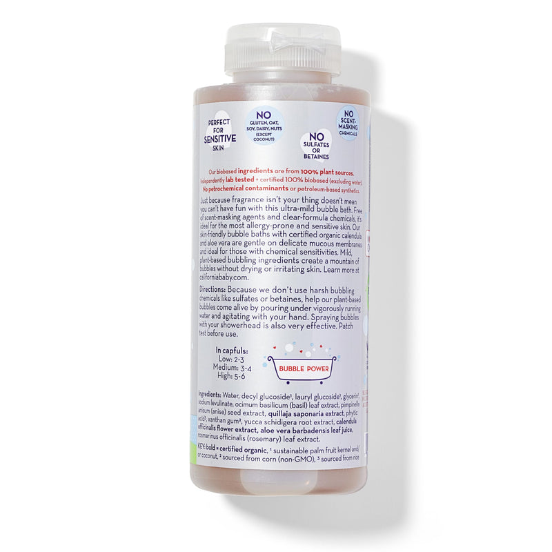 [Australia] - California Baby Super Sensitive Bubble Bath | No Added Fragrance | 100% Plant-Based Ingredients (USDA Certified) | Allergy Friendly | Babies, Adults & Kid Bubble Bath | Ideal for Sensitive Skin | Free Bubble Wand Included |13 Fl oz 