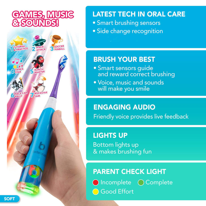 [Australia] - BriteBrush™ - GameBrush™ - The Interactive Smart Kids Battery Powered Toothbrush, 1 Count 1 Count (Pack of 1) 