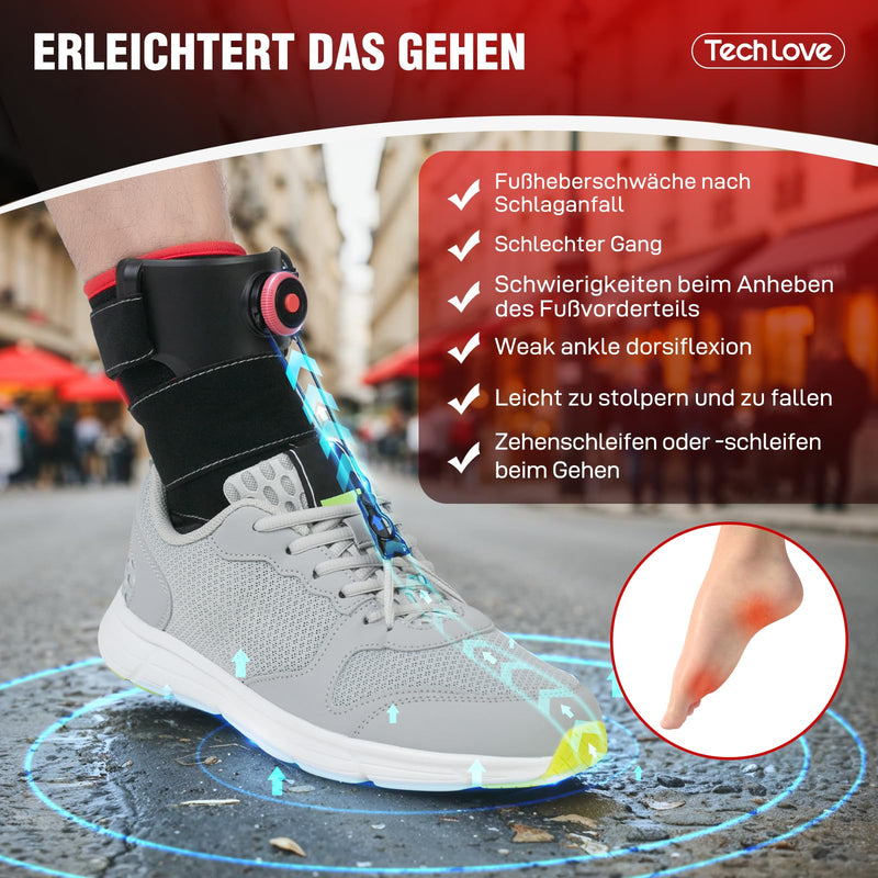 [Australia] - Tech Love AFO Foot Lifter Orthosis - Patented Foot Lifter to Support Walking with Shoes, Cramp and Ankle Sprain Prevention, Unisex | Left foot 