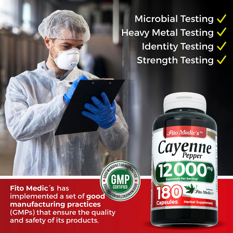[Australia] - FITO MEDIC'S Lab | cayenne pepper capsules organic | 180 capsules |12000 mg | cayenne pepper capsules |cayenne pepper pills | Ultra high Absorption. 