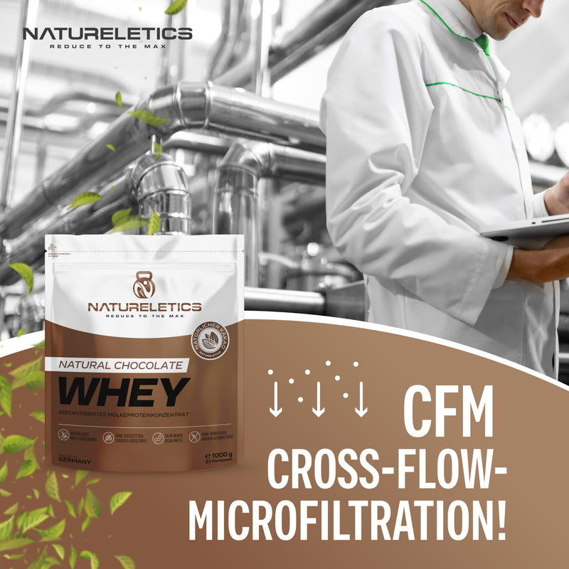 [Australia] - NATURELETICS CHOCOLATE, 1kg, no sweeteners, no added sugar, natural premium whey protein concentrate from Germany, real chocolate taste, protein powder with a high BCAA content 