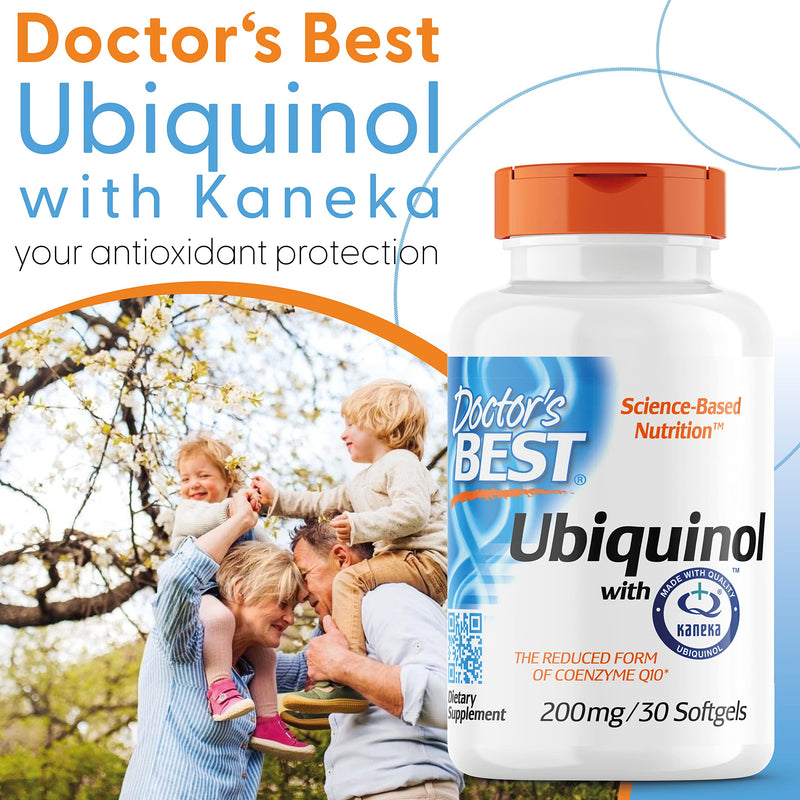 Doctor's Best, Ubiquinol, with Kaneka QH Ubiquinol, 200mg, 30 Capsules, Coenzyme Q10, Highly Dosed, SOYA Free, Gluten Free, Non-GMO