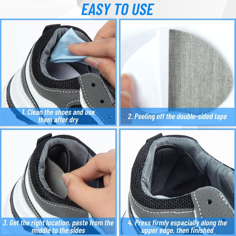 [Australia] - Heel Cushion Pads Mesh Self Adhesive Heel Pads for Back of Heel Heel Cushions Prevent Oversized Shoes for Men and Women Black 8 Pack 1 