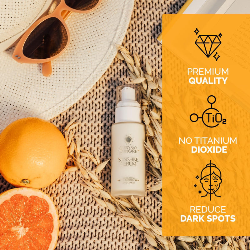 Sunshine Serum - Enriched Mineral Suncreen Serum - 1.69 fl oz - SPF 50 with skin hydrating squalane and Vitamin C - For All Skin Types and Skin Tones