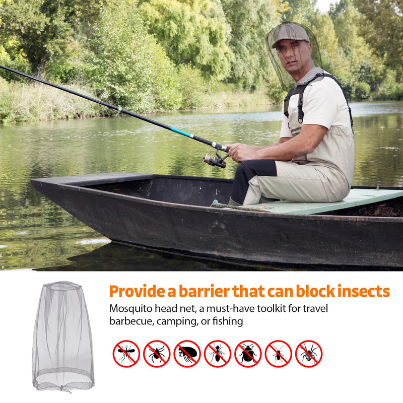 [Australia] - HORREX Set of 4 Mosquito Net Head Set Mosquito Head Landing Net Facial Interlocking Net Head Protection Net for Outdoor Hiking Camping Climbing Hiking Mosquito Fly Insect Bug Prevention (Grey) 