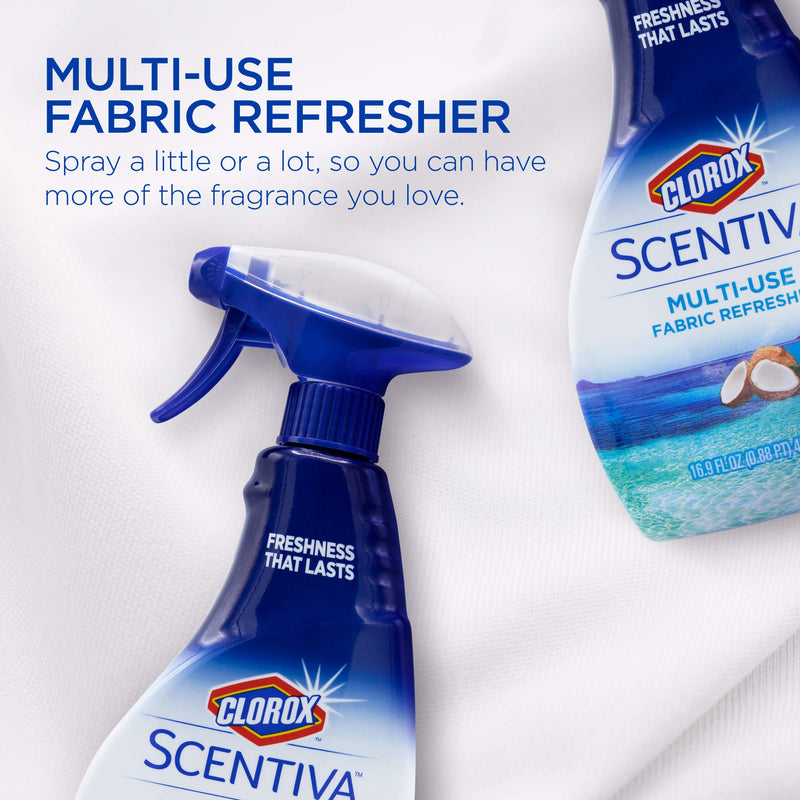[Australia] - Clorox Scentiva Multi-Use Fabric Refresher Spray | Fabric Freshener for Closets, Upholstery, Curtains, and Carpets | Pacific Breeze & Coconut | 16.9 Ounces 16.9 Fl Oz (Pack of 1) 