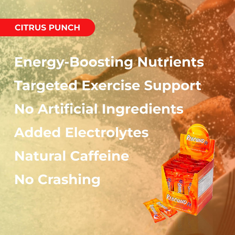 Youngevity Rebound FX Citrus Punch Energy & Hydration Mix, 30 Stick Packs | Vitamins, amino acids, electrolytes, natural caffeine, hydration and recovery support, citrus punch flavor, 30 stick packs