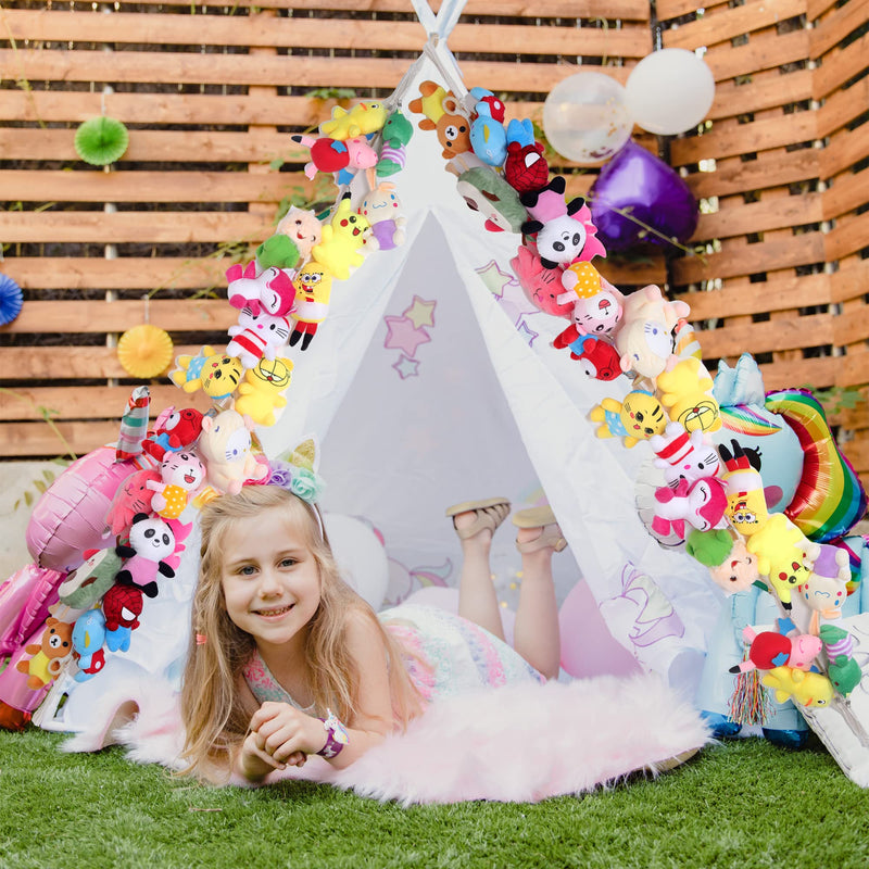 [Australia] - 80" Cotton Hanging Storage Chain For Stuffed Animals Storage with 20 Metal Clips Stuffed Animal Display Holder Chain for Wall or Corner Nursery Play Room 