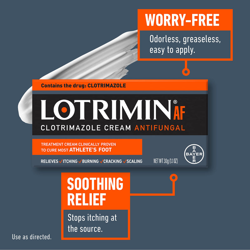 Lotrimin AF Cream: Athlete's Foot 1% Clotrimazole Antifungal Treatment, Clinically Proven Effective, 1.1 Ounce (New Look) 1.1 Ounce (Pack of 1)